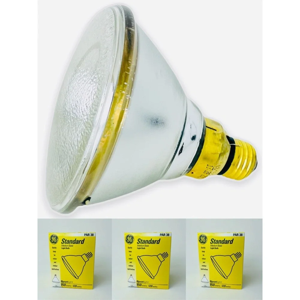 Set of 3 GE Spotlight Medium Base Light Bulb Indoor & Outdoor, PAR38, 150W, 120V
